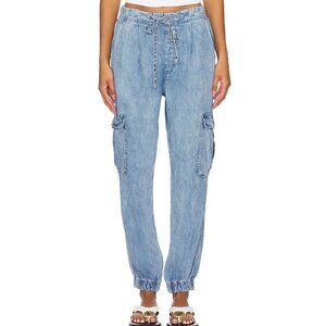 NWT Jogger Cargo Pants in Distressed Denim